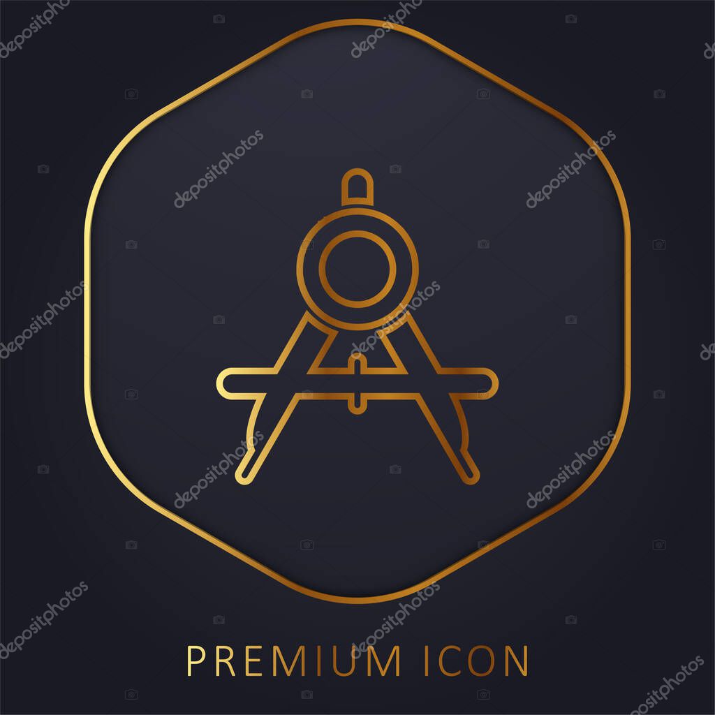 Big Compass Open golden line premium logo or icon