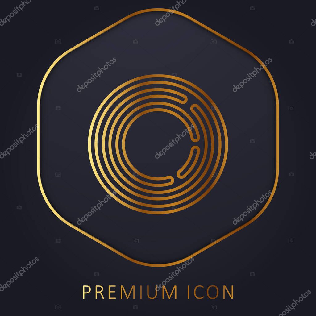 Big Frisbee golden line premium logo or icon