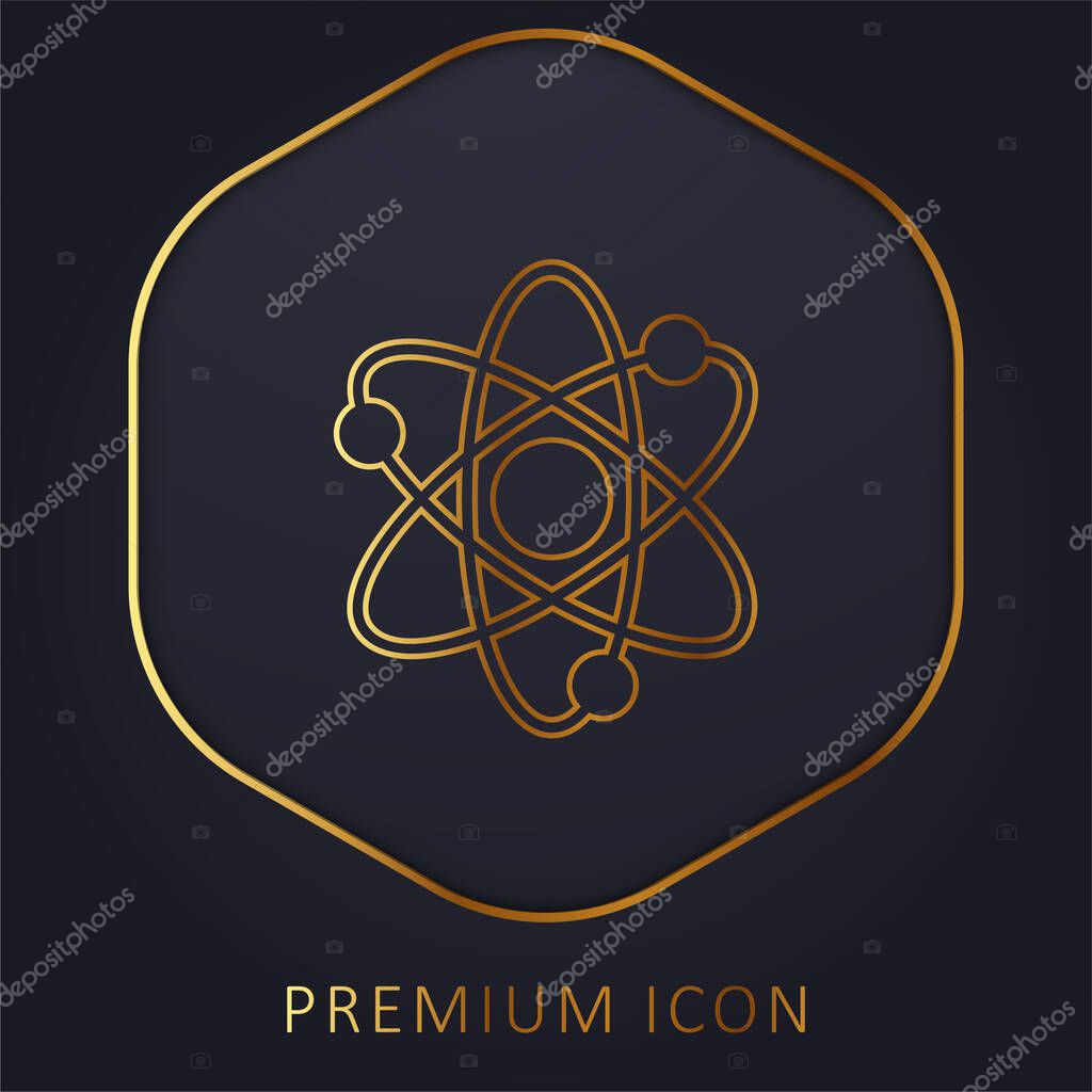 Atoms golden line premium logo or icon