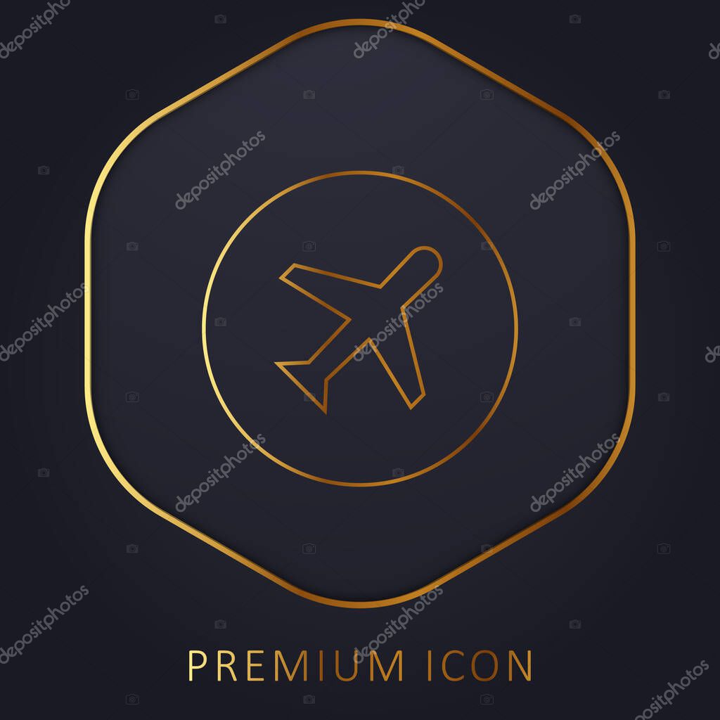 Airplane golden line premium logo or icon
