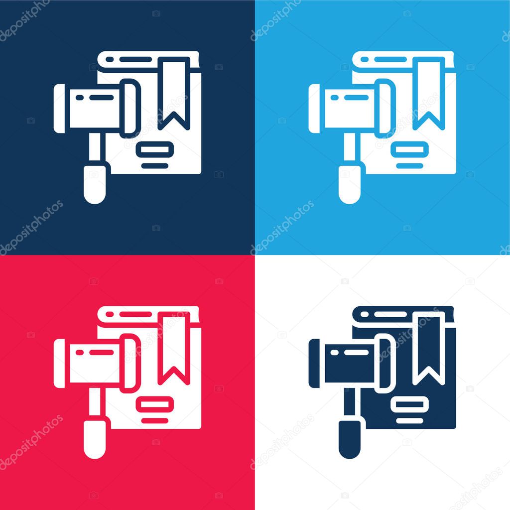 Auction blue and red four color minimal icon set