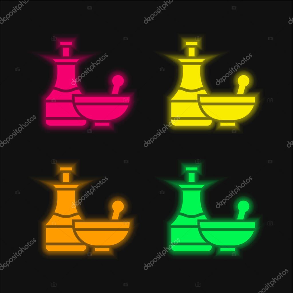 Apothecary four color glowing neon vector icon
