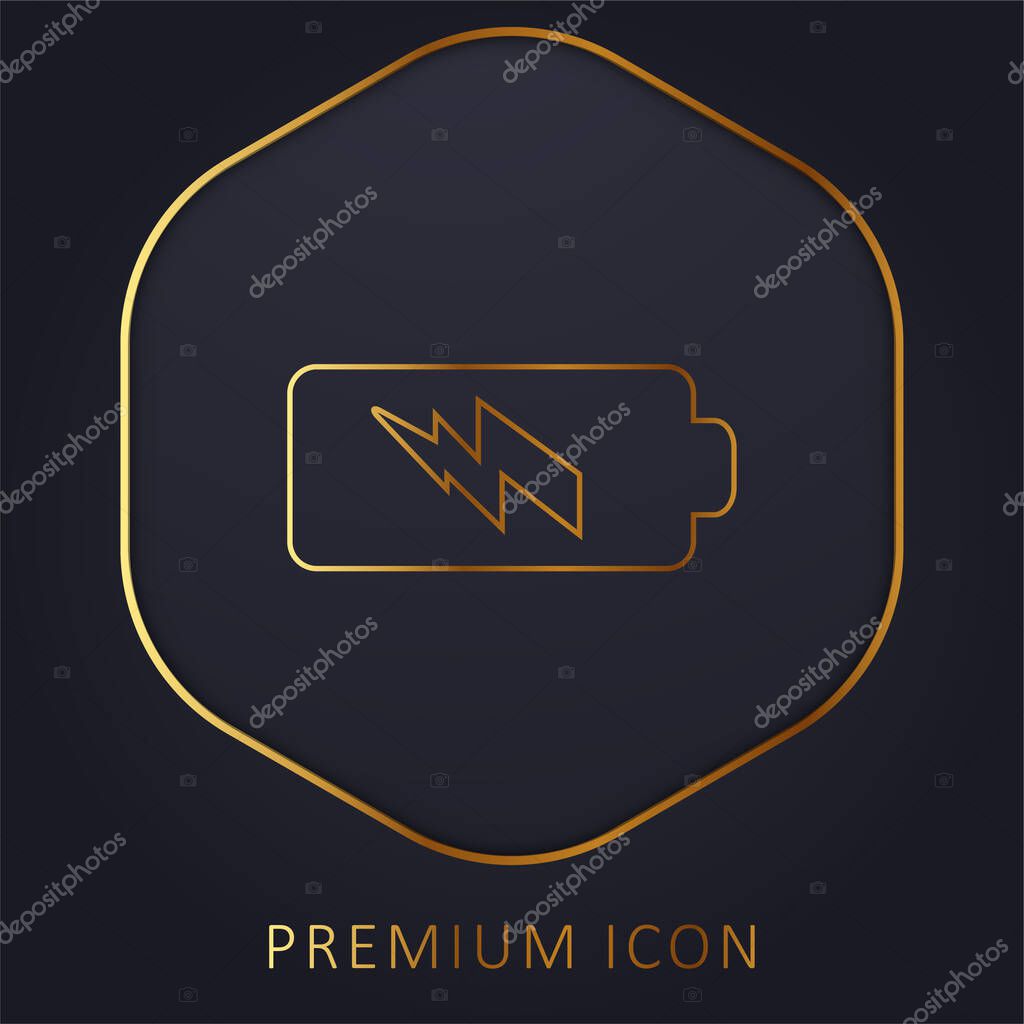 Battery Power golden line premium logo or icon
