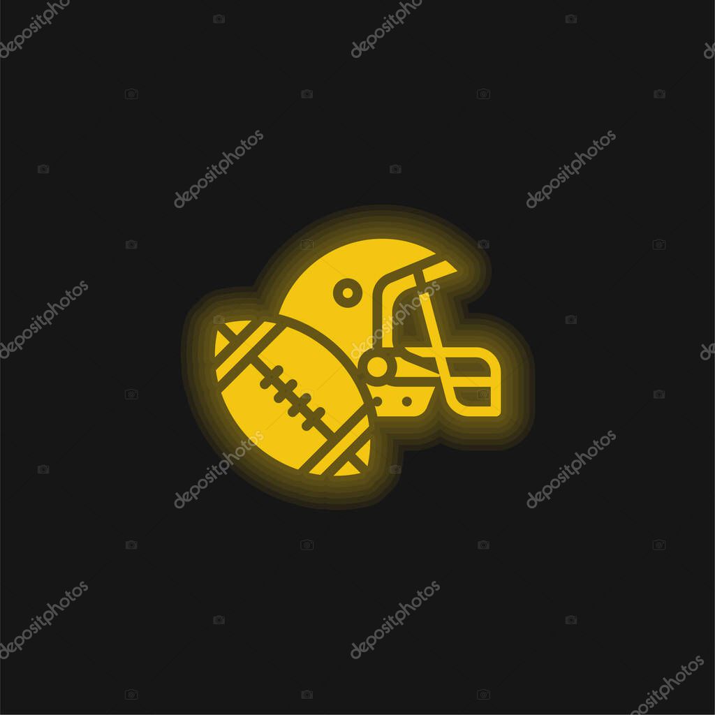 American Football yellow glowing neon icon