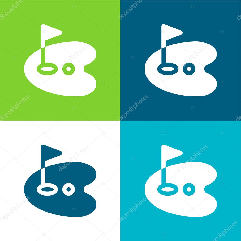 Birdie Flat four color minimal icon set