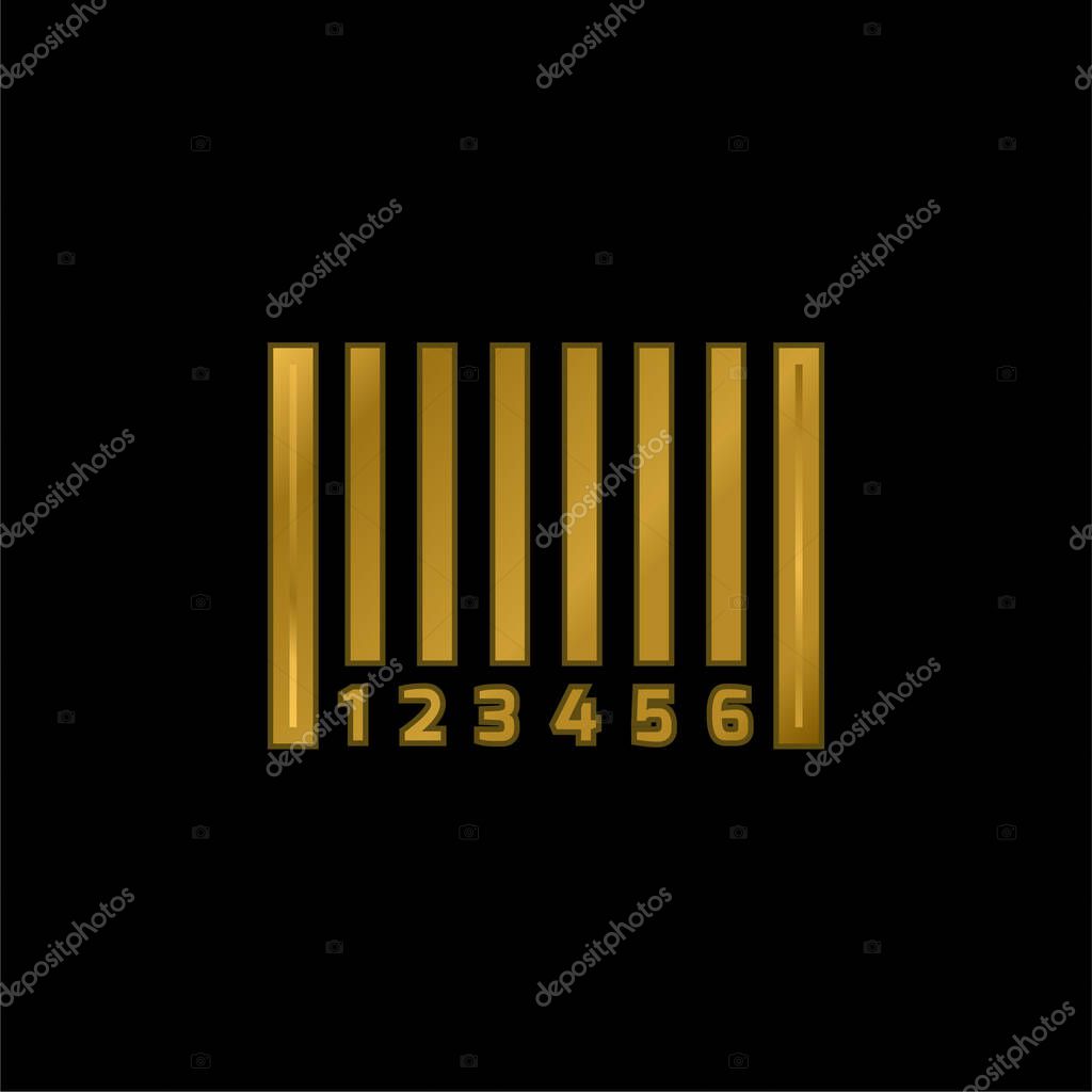 Barcode gold plated metalic icon or logo vector