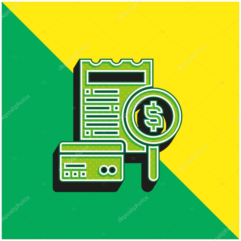 Billing Green and yellow modern 3d vector icon logo