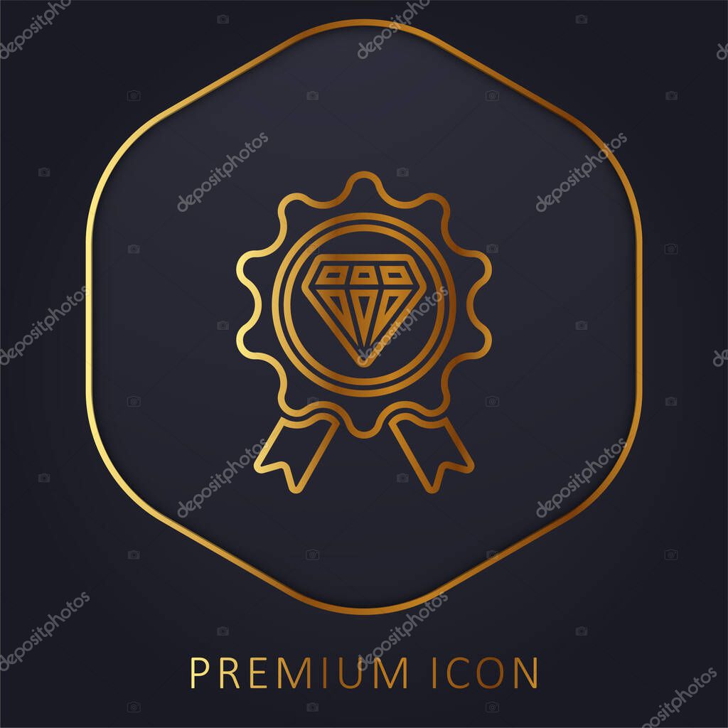 Badge golden line premium logo or icon