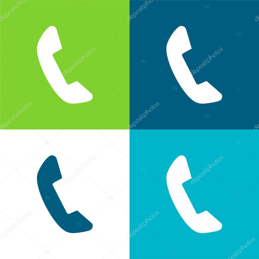 Black Telephone Auricular Flat four color minimal icon set