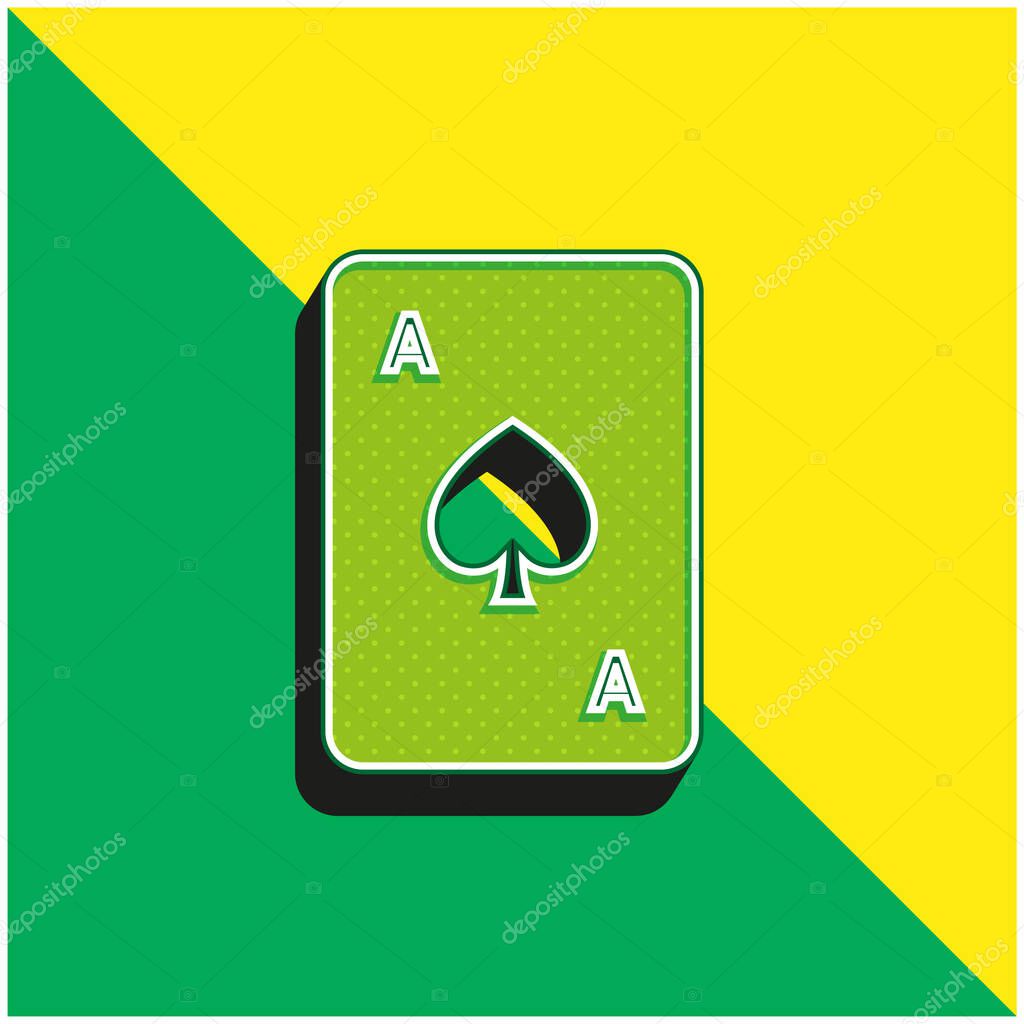 Ace Of Spades Green and yellow modern 3d vector icon logo