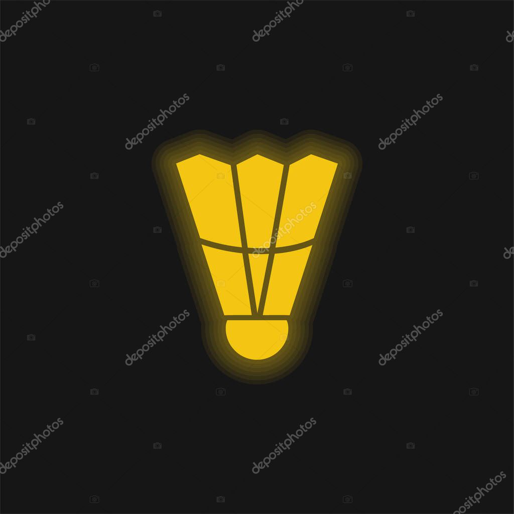 Badminton Feather yellow glowing neon icon