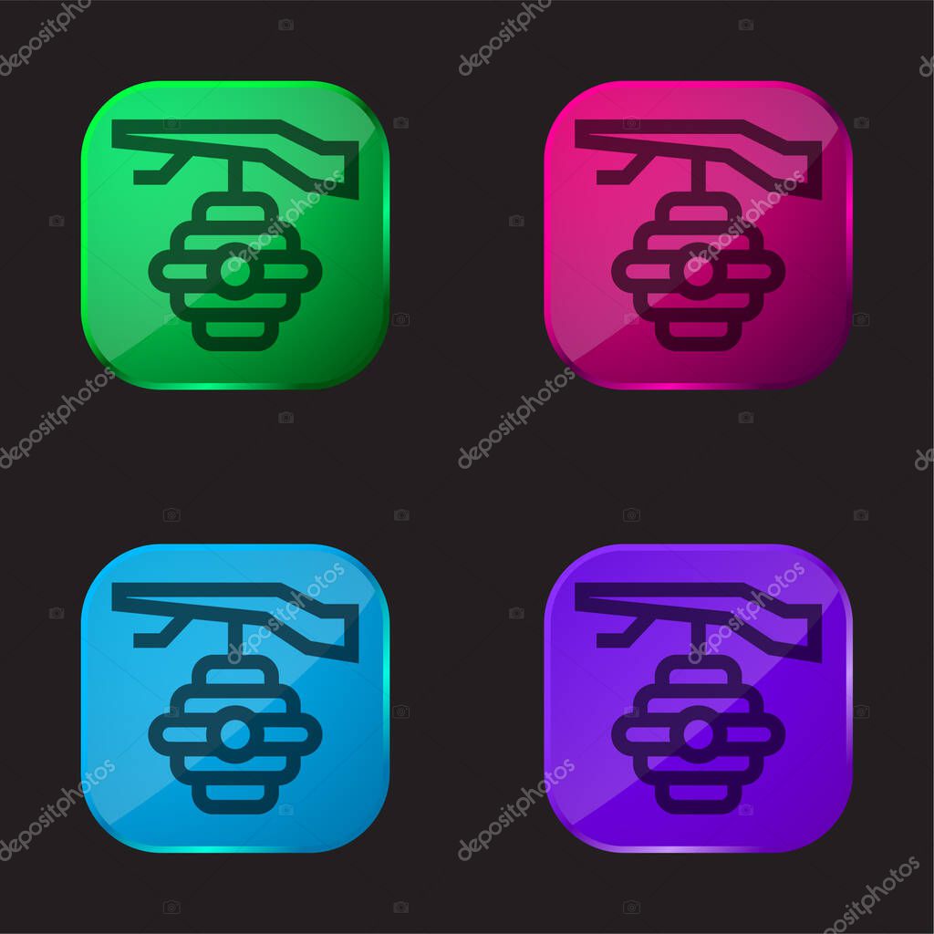 Beehive four color glass button icon