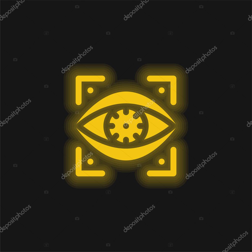 Bionic Eye yellow glowing neon icon