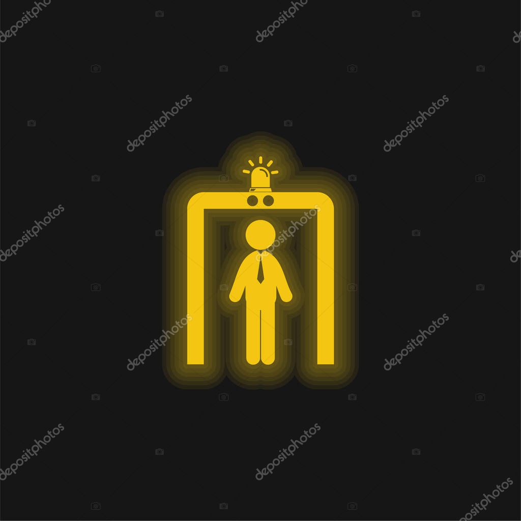 Airport Security Portal yellow glowing neon icon