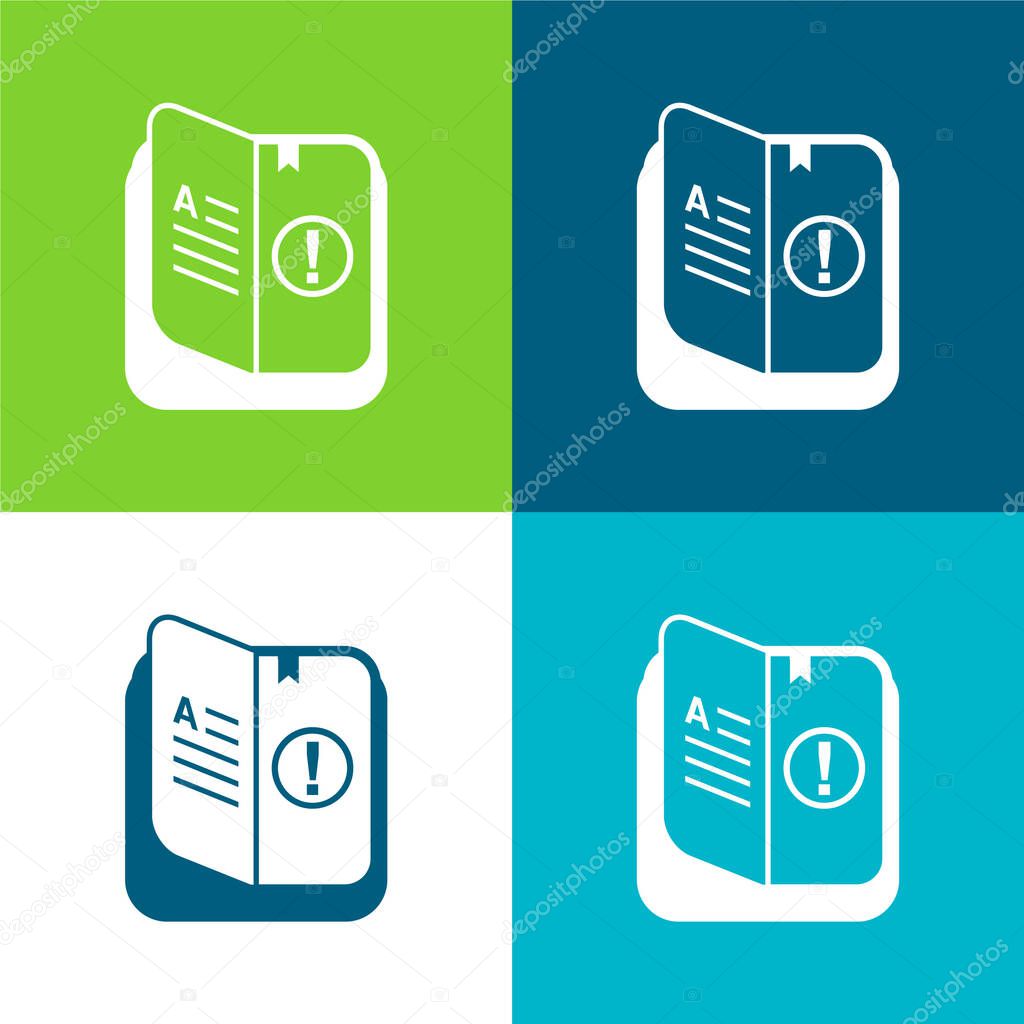 Book Pages Flat four color minimal icon set
