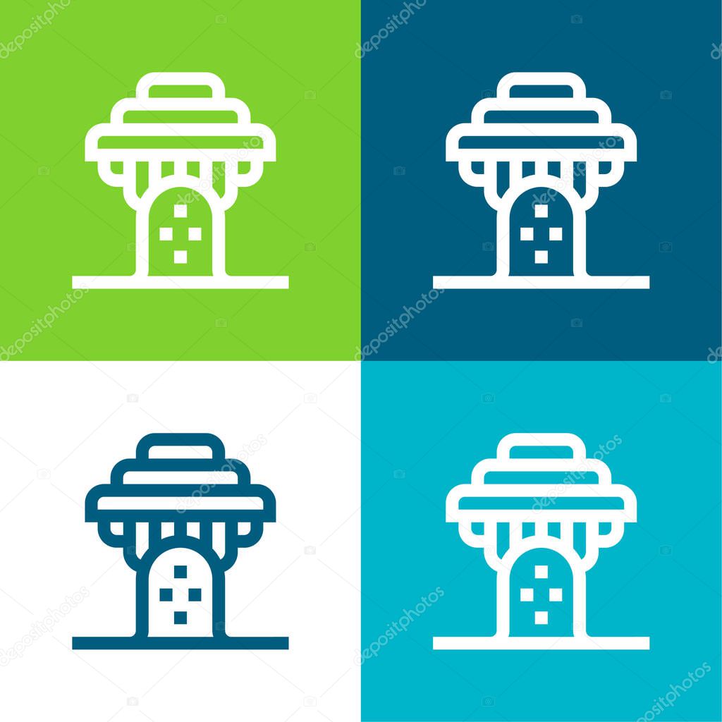 Baobab Flat four color minimal icon set
