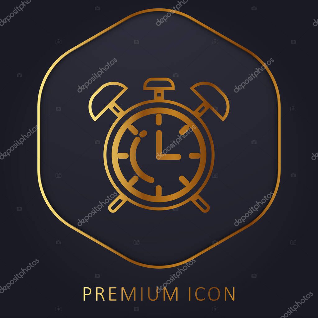Alarm Clock golden line premium logo or icon