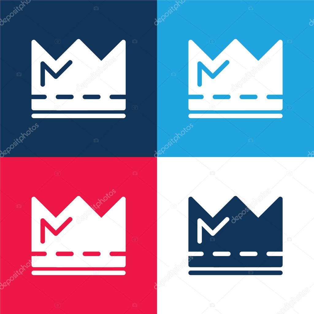 Crown blue and red four color minimal icon set