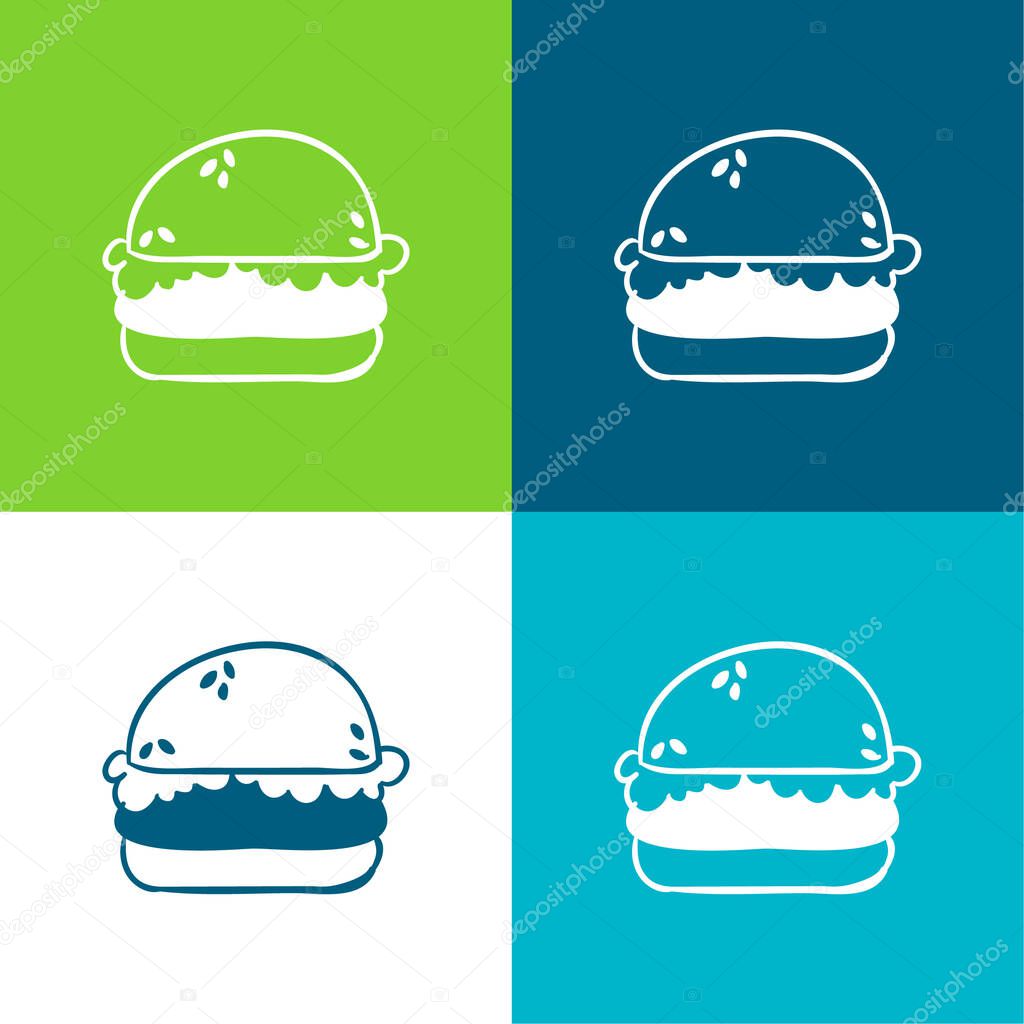 Bread Flat four color minimal icon set