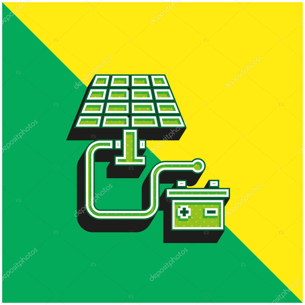 Battery Green and yellow modern 3d vector icon logo