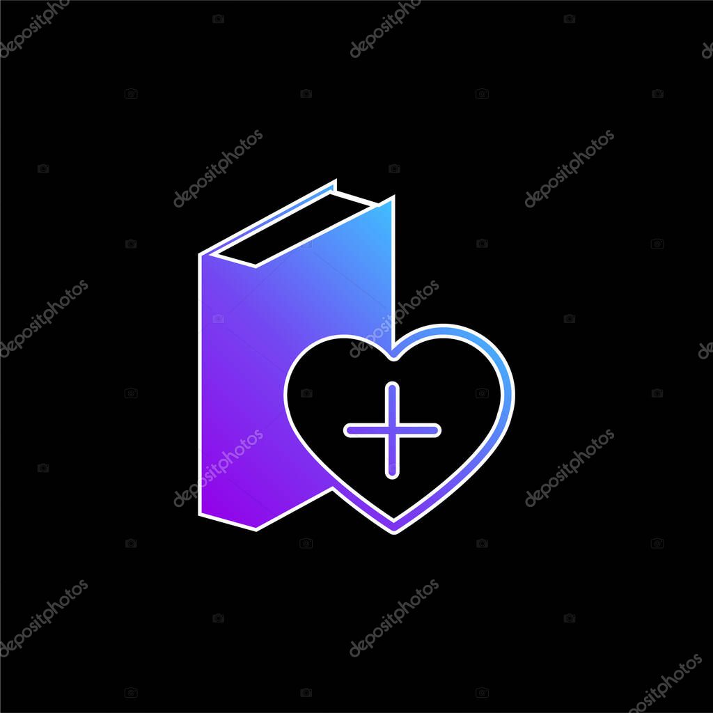 A Heart Beside The Book blue gradient vector icon