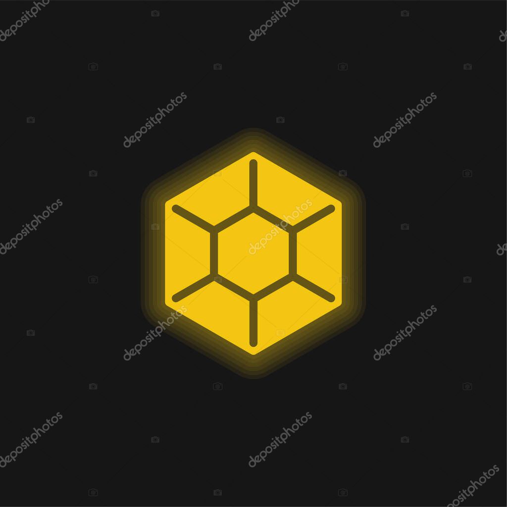 Big Diamond yellow glowing neon icon