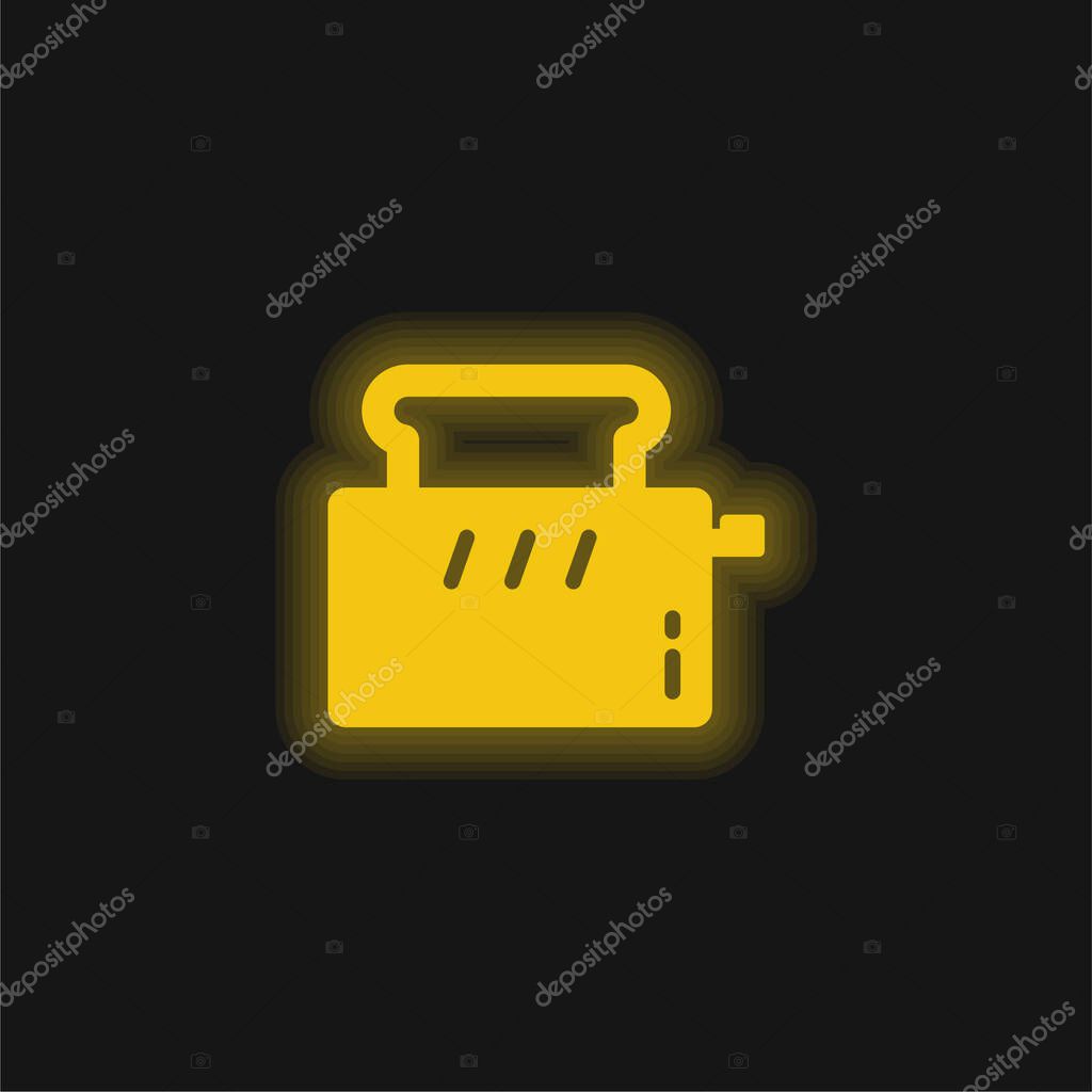 Bread Toaster yellow glowing neon icon