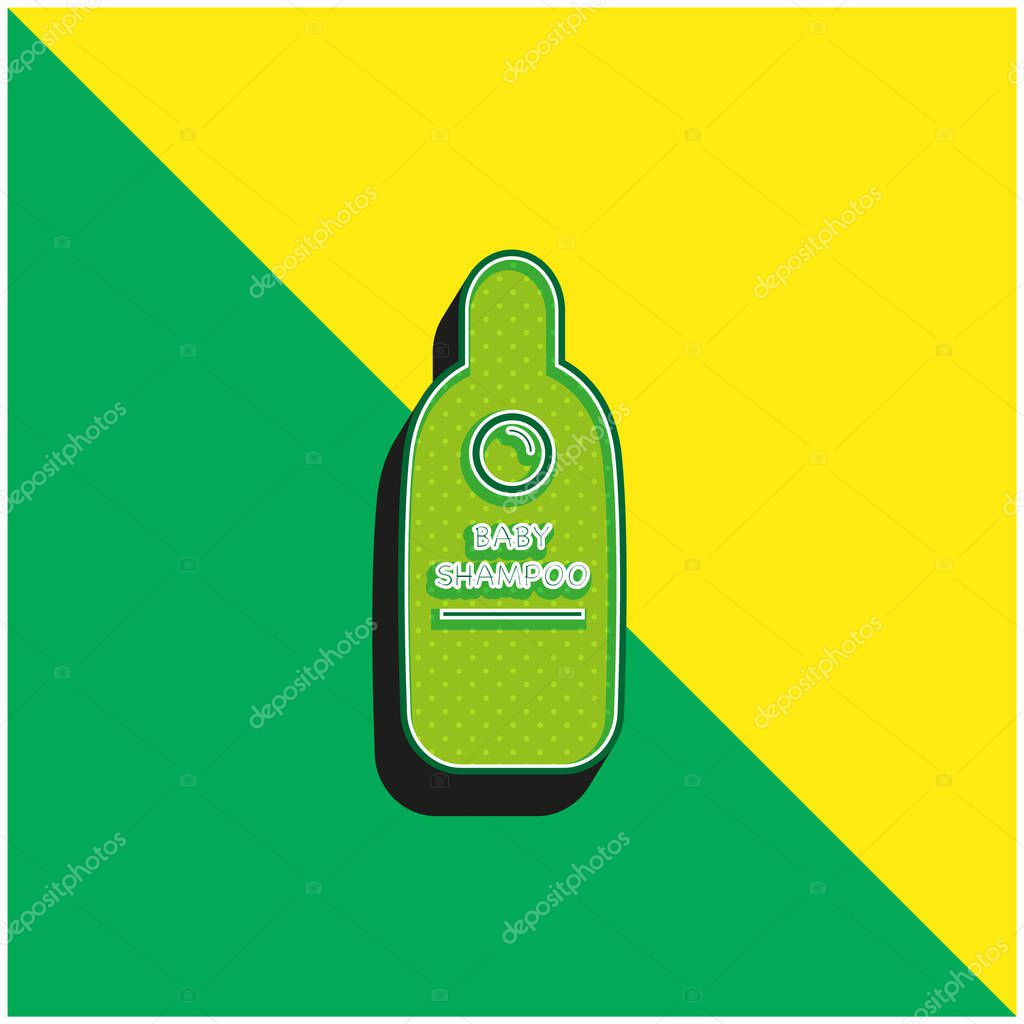Baby Shampoo Container Green and yellow modern 3d vector icon logo