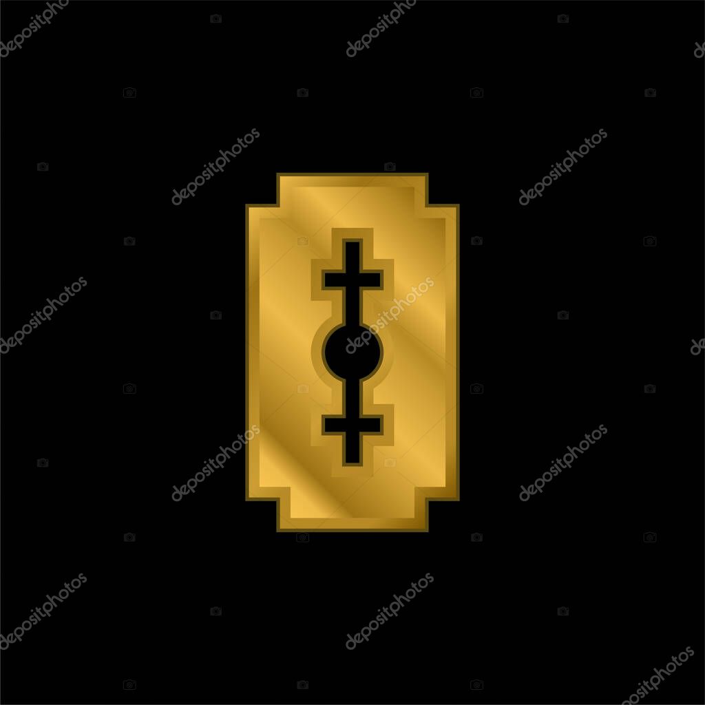 Blade gold plated metalic icon or logo vector