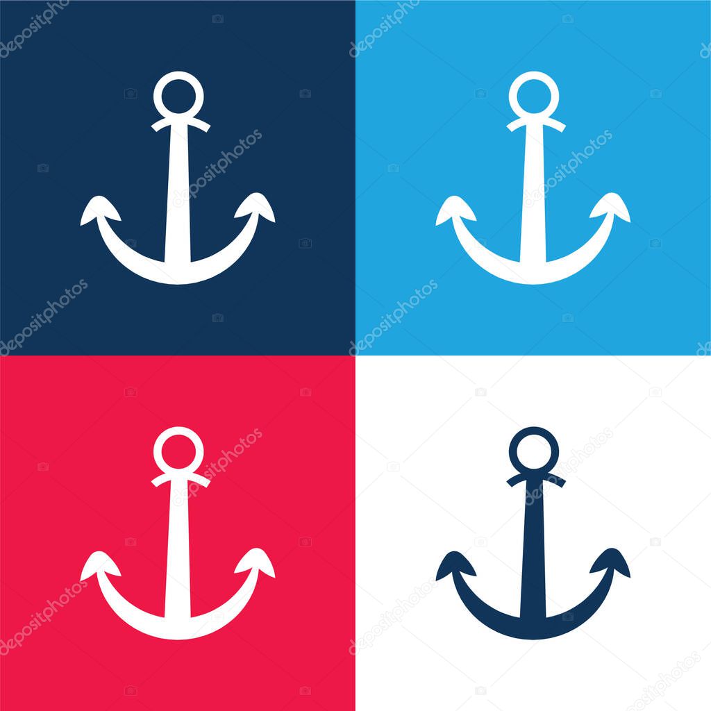 Anchor Symbol For Interface blue and red four color minimal icon set