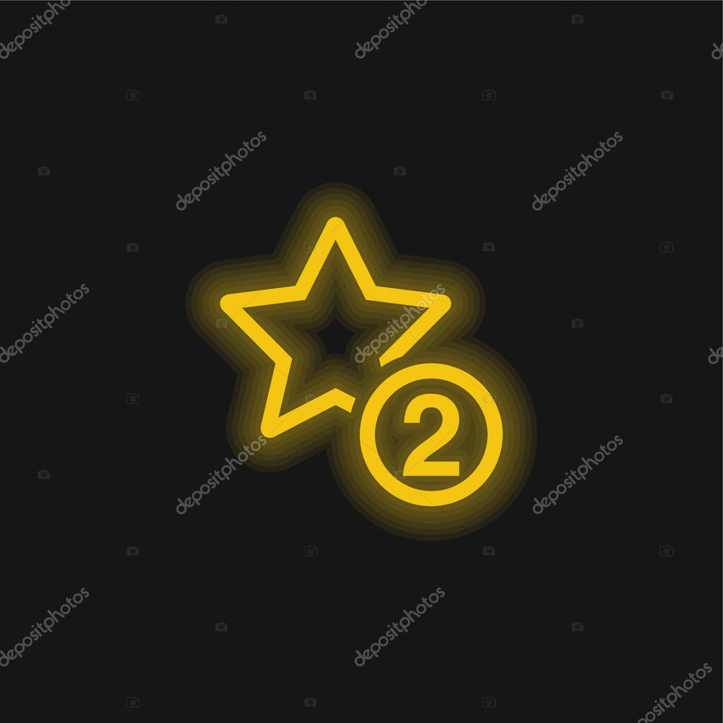 2 Stars Symbol yellow glowing neon icon