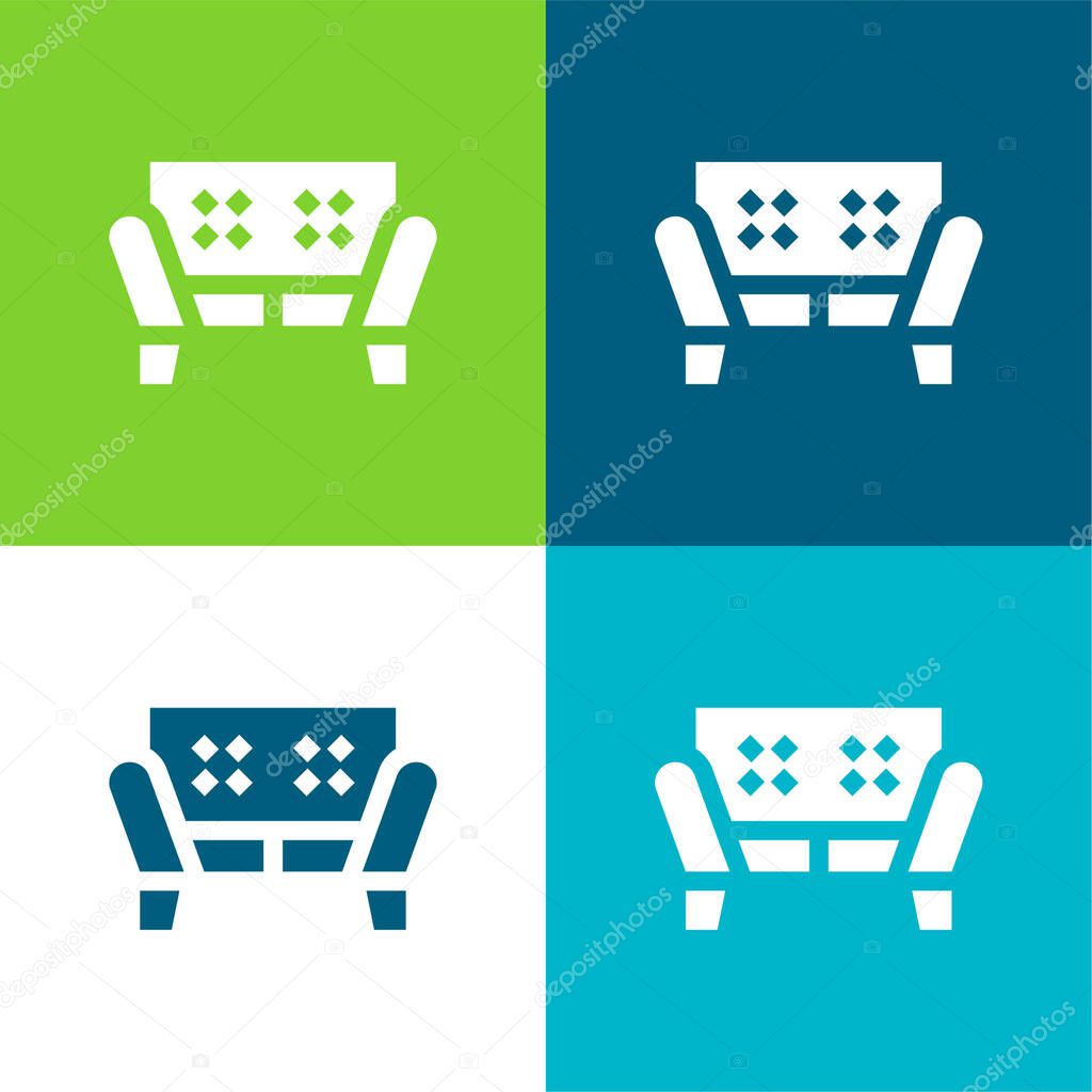 Armchair Flat four color minimal icon set