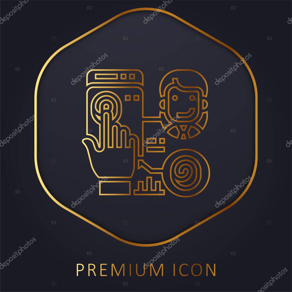 Biometric golden line premium logo or icon