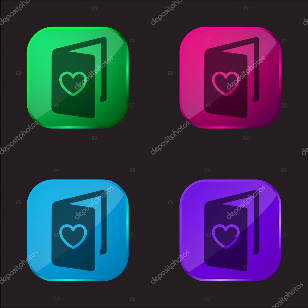 Birthday Card four color glass button icon