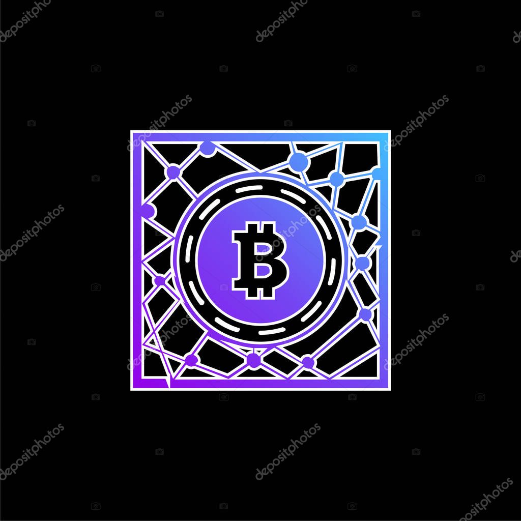 Bitcoin Digital Network Symbol blue gradient vector icon