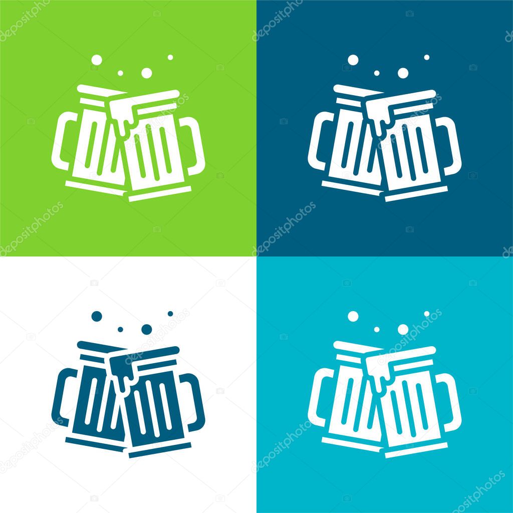Beers Flat four color minimal icon set