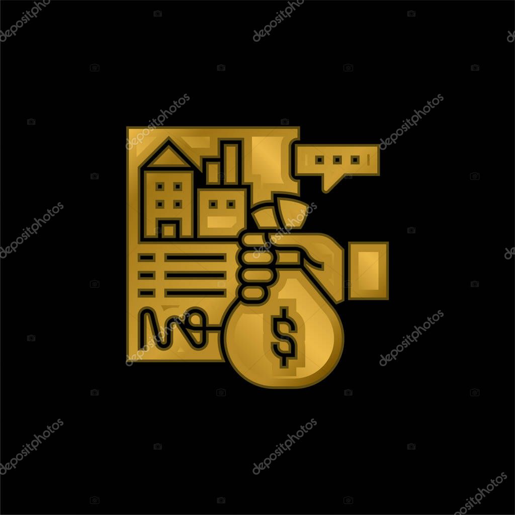 Apartment gold plated metalic icon or logo vector