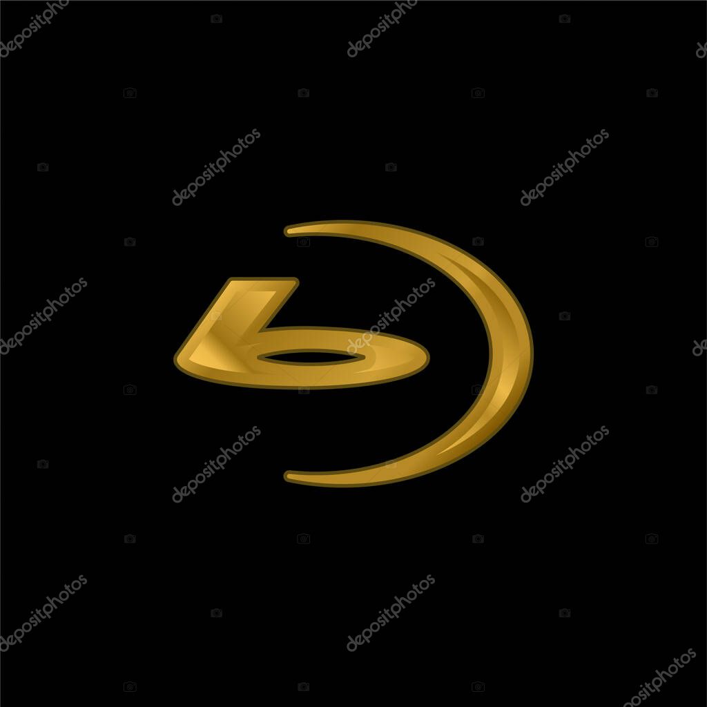 Bluray Big Logo gold plated metalic icon or logo vector