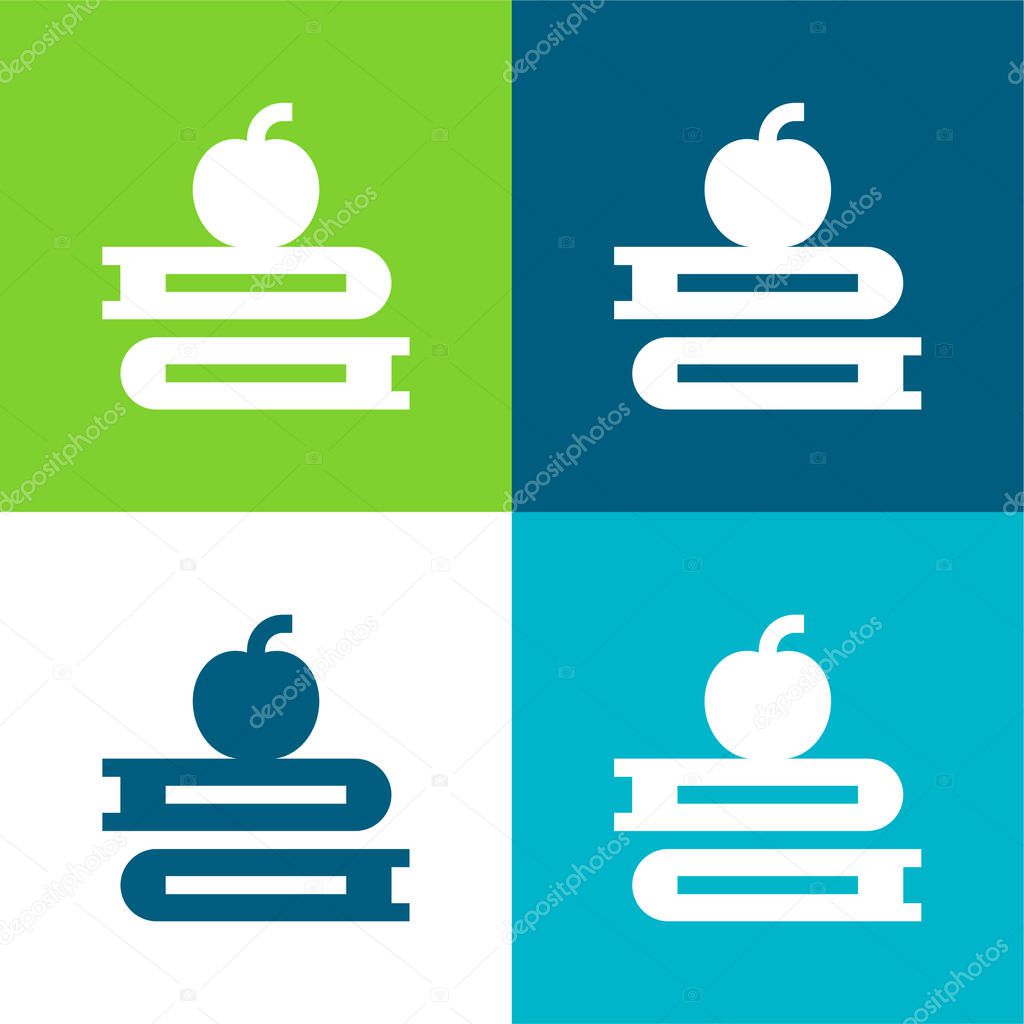 Books Flat four color minimal icon set