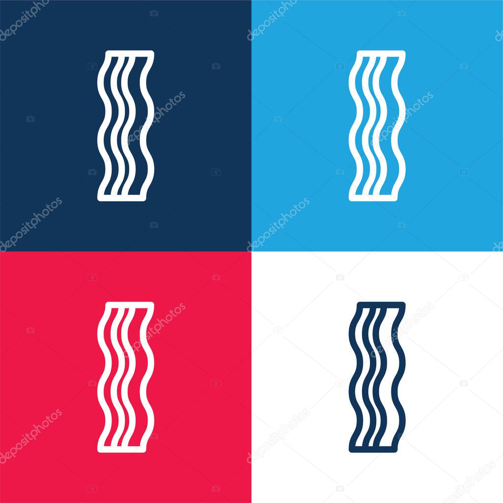 Bacon Strip blue and red four color minimal icon set