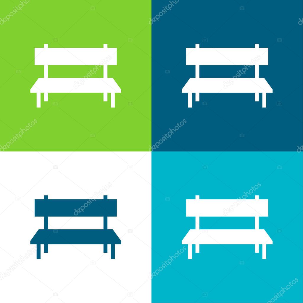 Bench Flat four color minimal icon set