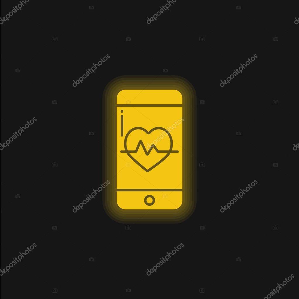 App yellow glowing neon icon
