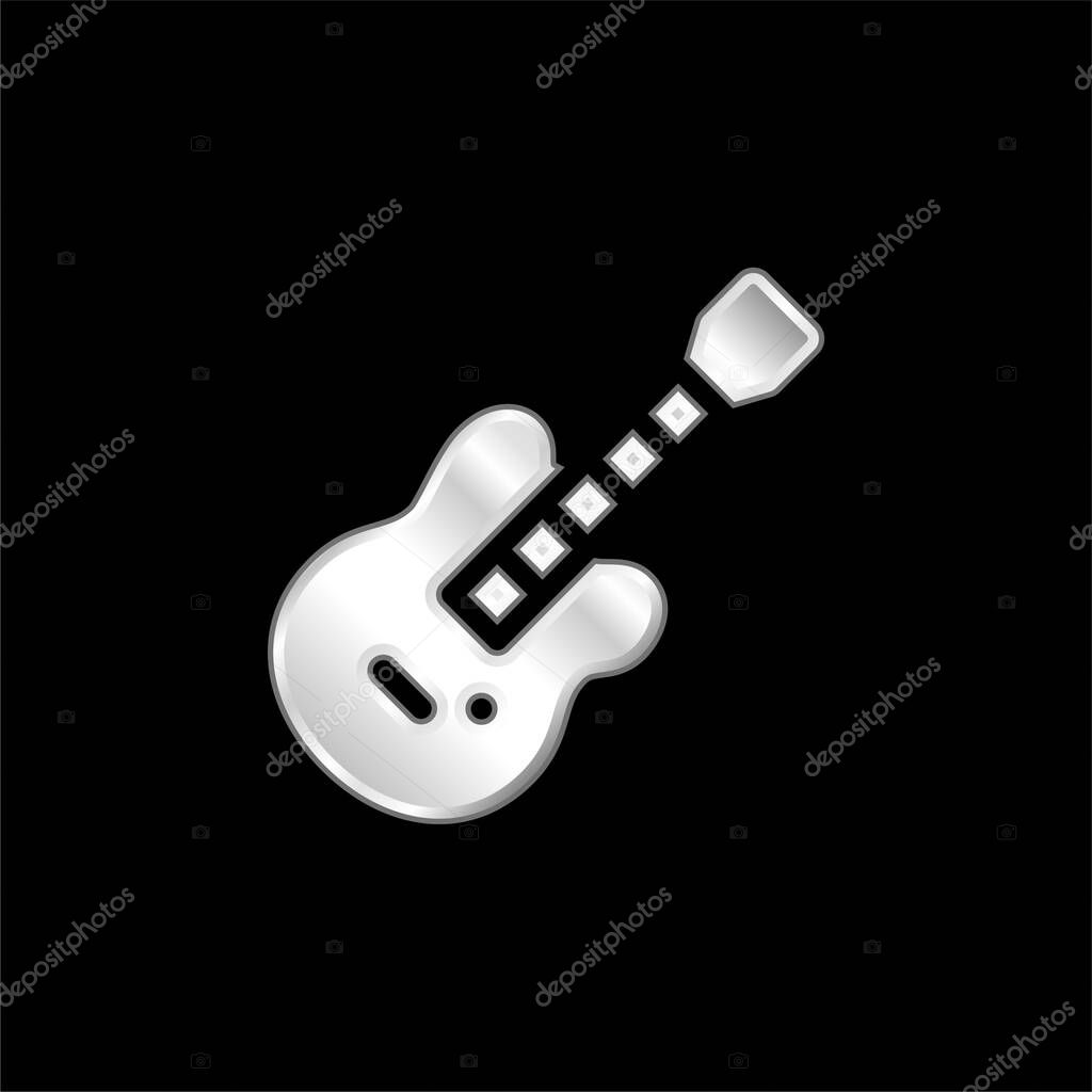 Bass Guitar silver plated metallic icon