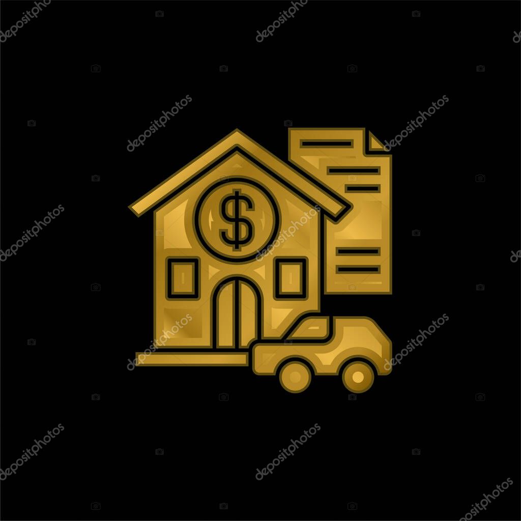 Asset gold plated metalic icon or logo vector