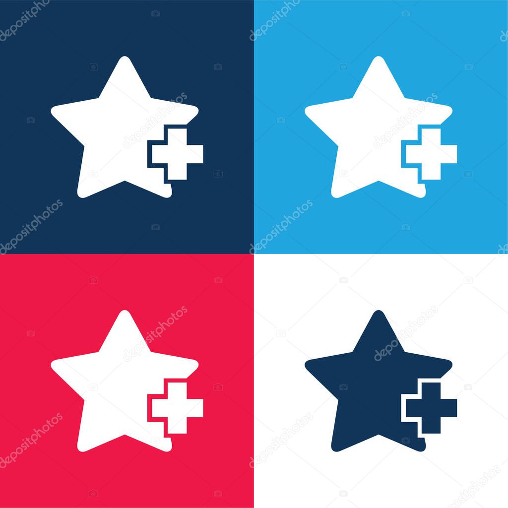 Add A Star Interface Symbol blue and red four color minimal icon set