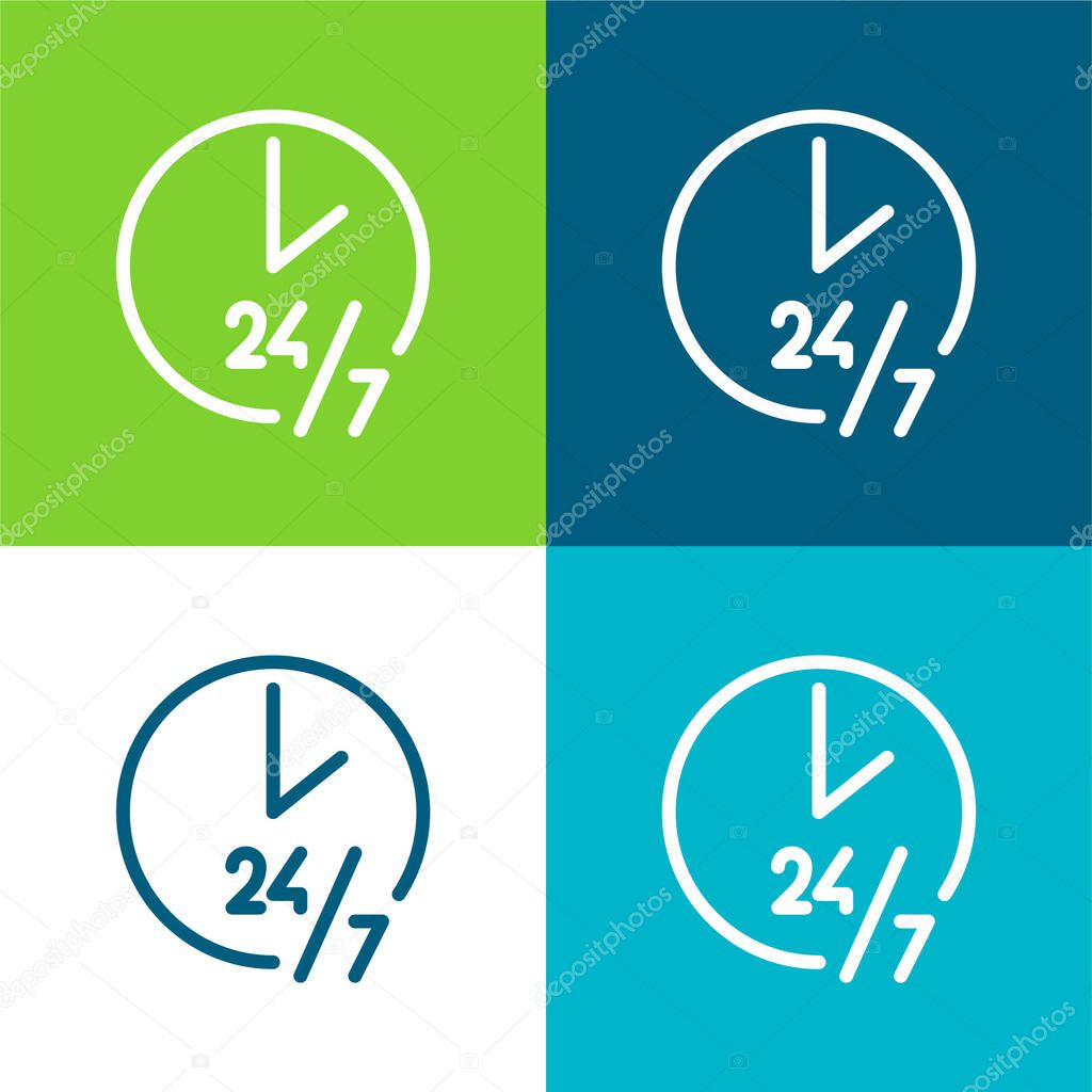 24 Hours Flat four color minimal icon set