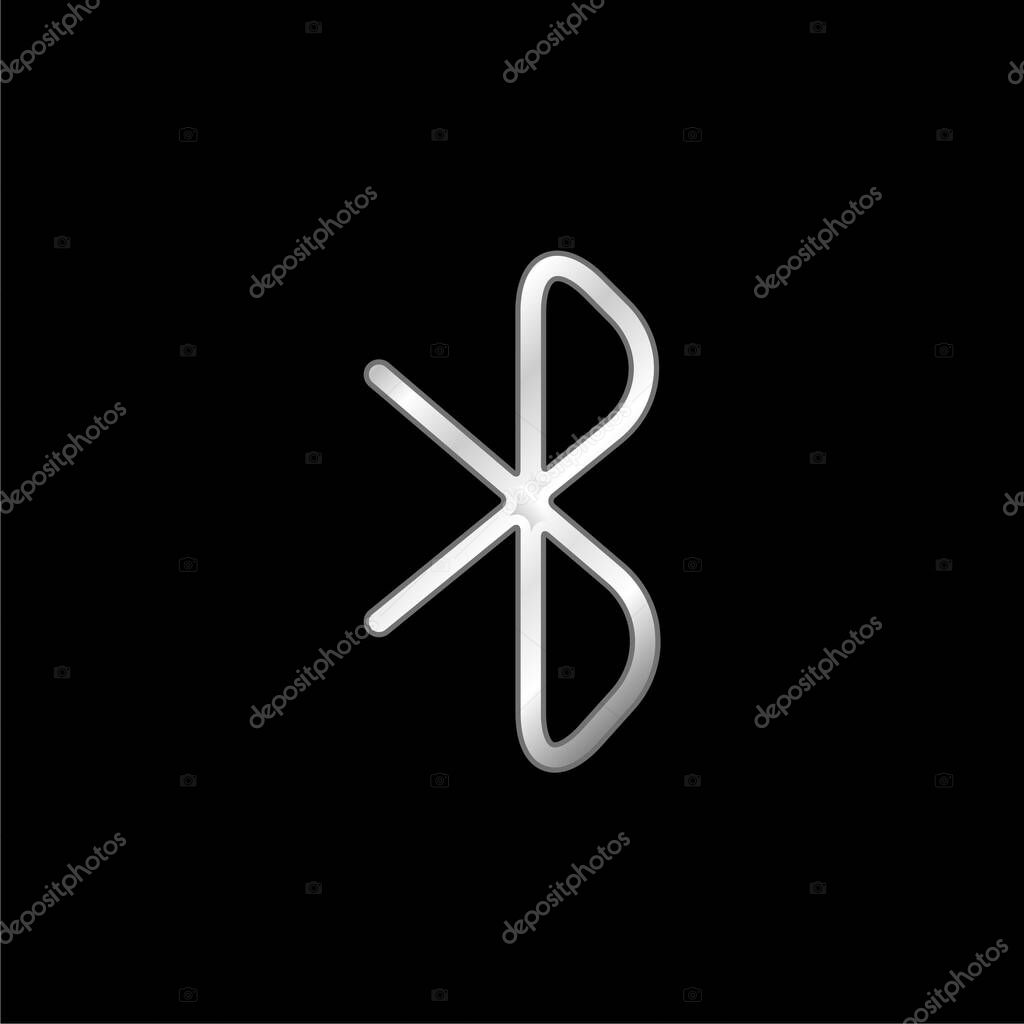 Bluetooth Sign silver plated metallic icon