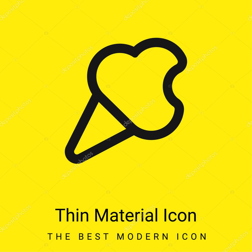 Bitten Ice Cream Cone Outline minimal bright yellow material icon