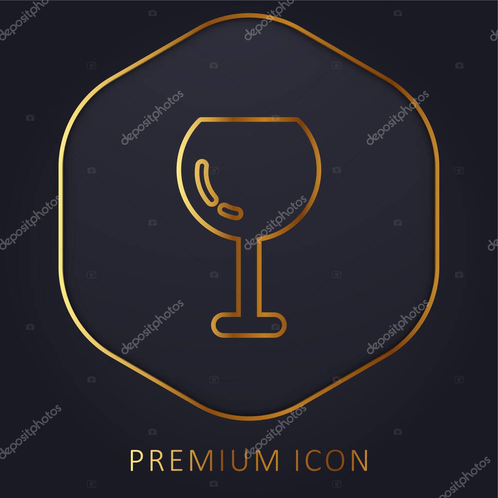 Big Wine Glass golden line premium logo or icon