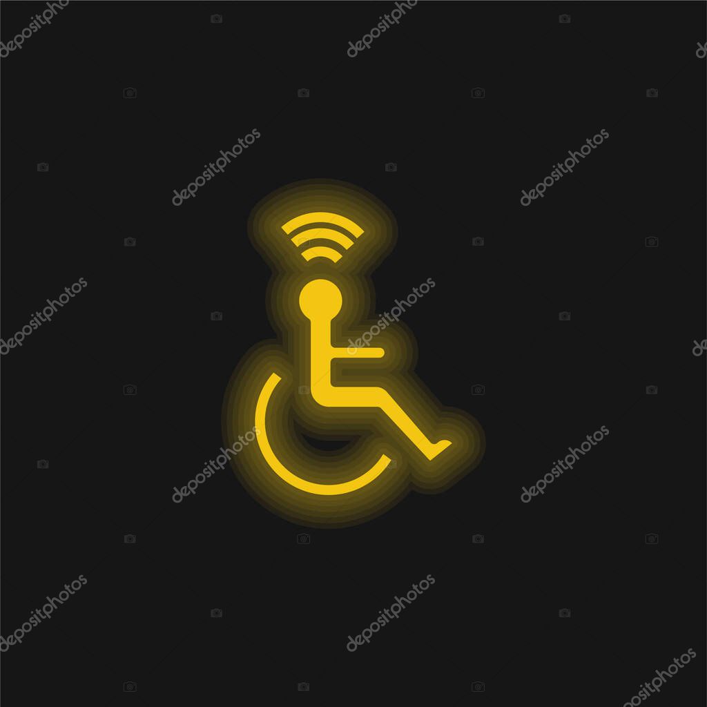 Accesibility yellow glowing neon icon